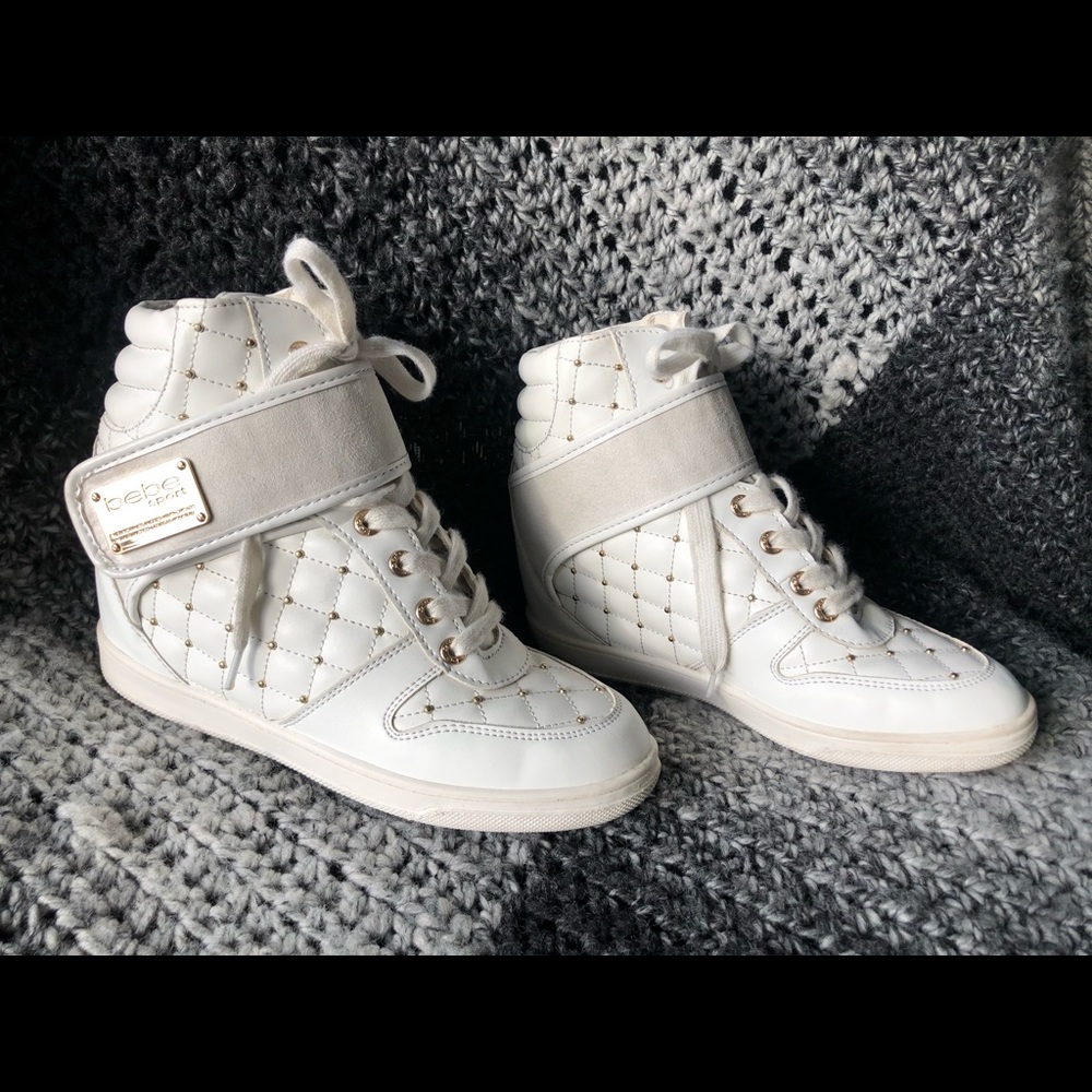 Bebe - Studded Hi-Top Wedge Sneaker